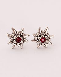 "Edelweiss" earrings with red stone